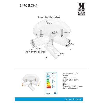 Markslöjd 107349 - Lampă spot BARCELONA 3xGU10/12W/230V