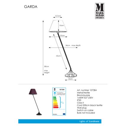 Markslöjd 107384 - Lampă de masă GARDA 1xE27/60W/230V