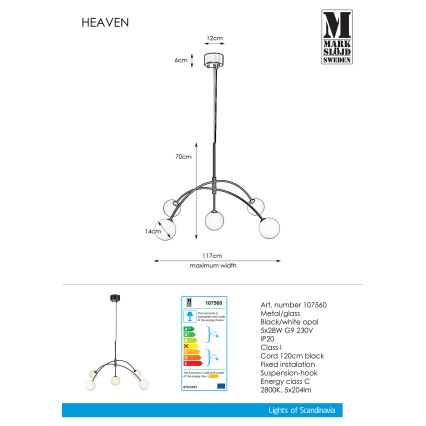 Markslöjd 107560 - Lustră pe cablu HEAVEN 5xG9/28W/230V