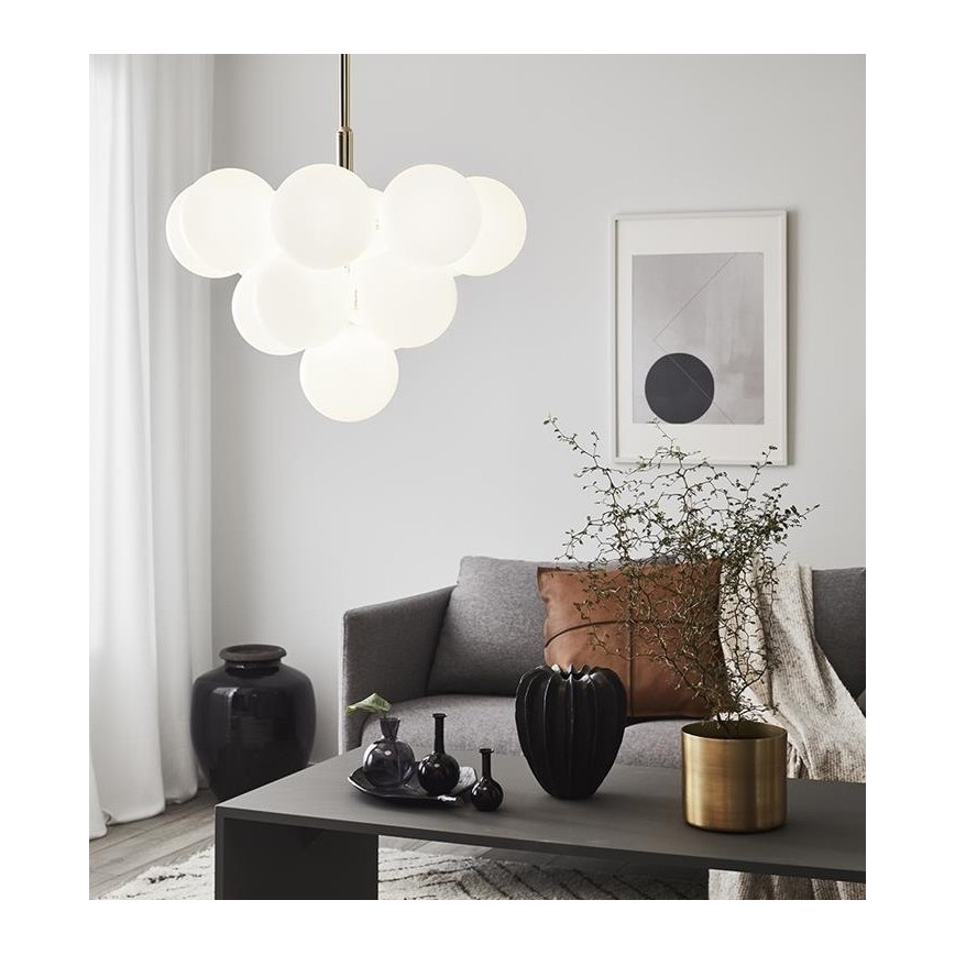 Markslöjd 107903 - Lustră pe tijă MERLOT 13xG9/20W/230V Ø 56 cm alb/auriu