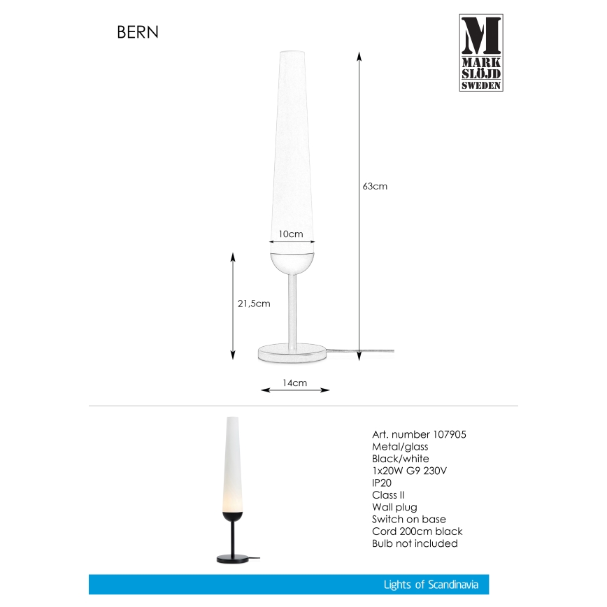 Markslöjd 107905 - Lampă de masă BERN 1xG9/20W/230V