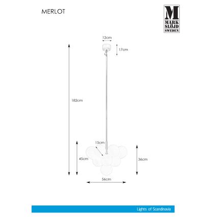 Markslöjd 107911 - Candelabru MERLOT pe tijă, 13xG9/20W/230V, Ø 56 cm, alb/negru