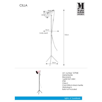 Markslöjd 107928 - Lampadar CILLA 1xE27/60W/230V