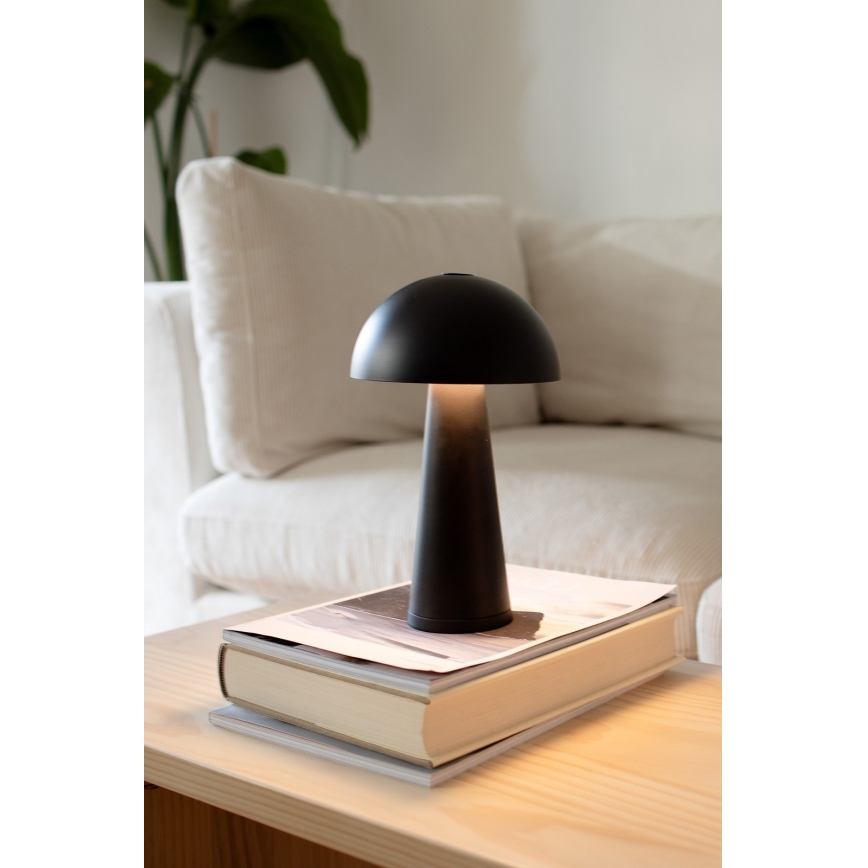 Markslöjd 108655 - Lampă de masă LED reîncărcabilă cu dimmer FUNGI LED/1,5W/5V 2000 mAh IP44 neagră