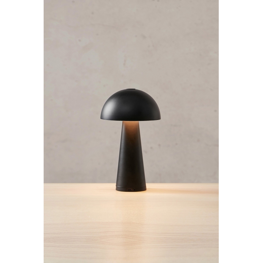 Markslöjd 108655 - Lampă de masă LED reîncărcabilă cu dimmer FUNGI LED/1,5W/5V 2000 mAh IP44 neagră