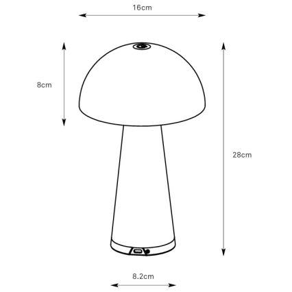 Markslöjd 108655 - Lampă de masă LED reîncărcabilă cu dimmer FUNGI LED/1,5W/5V 2000 mAh IP44 neagră