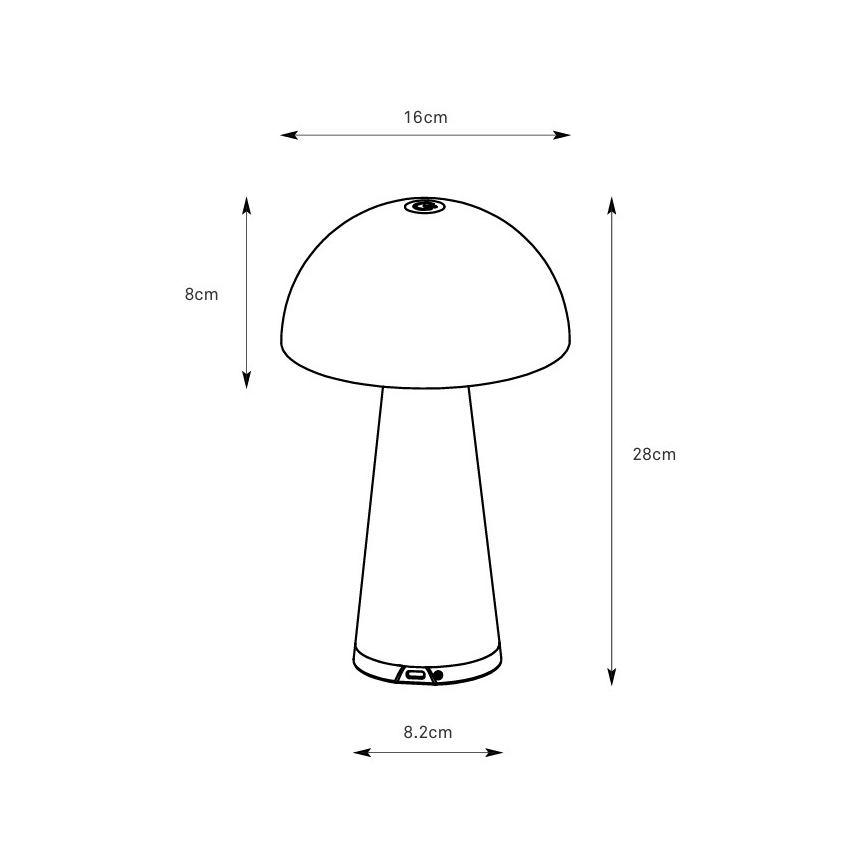 Markslöjd 108655 - Lampă de masă LED reîncărcabilă cu dimmer FUNGI LED/1,5W/5V 2000 mAh IP44 neagră