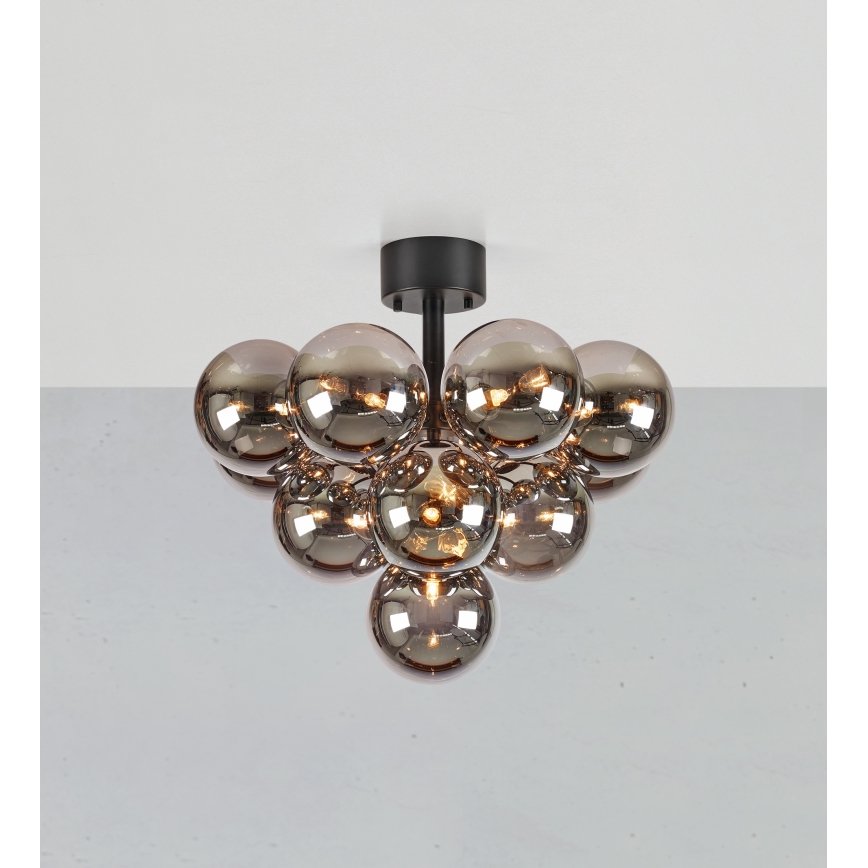 Markslöjd 108845 - Lustră aplicată MERLOT 13xG9/18W/230V Ø 56 cm negru/fumuriu