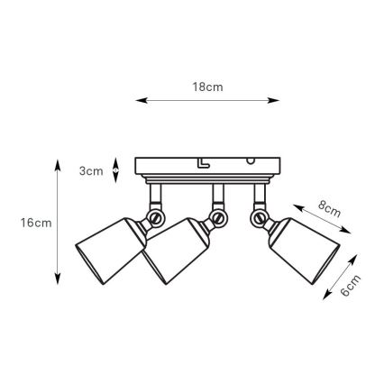 Markslöjd 108980 - Spot aplicat TINY, 3 x GU10, 7W, 230V, alamă