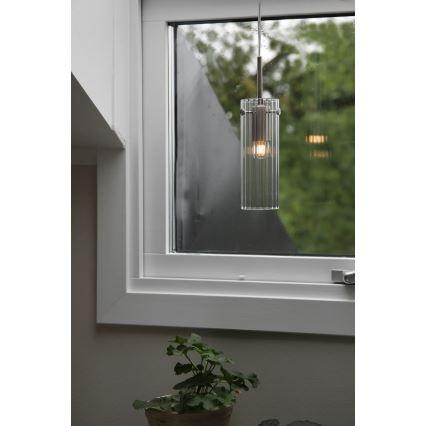 Markslöjd 109013 - Pendul pe cablu TIBIA 1xE14/40W/230V sticlă transparentă/alamă
