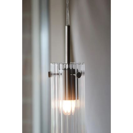 Markslöjd 109013 - Pendul pe cablu TIBIA 1xE14/40W/230V sticlă transparentă/alamă