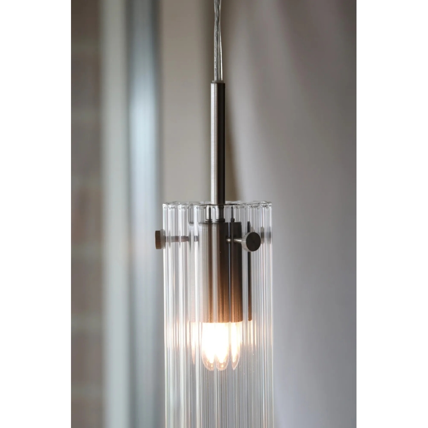 Markslöjd 109013 - Pendul pe cablu TIBIA 1xE14/40W/230V sticlă transparentă/alamă