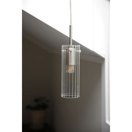 Markslöjd 109013 - Pendul pe cablu TIBIA 1xE14/40W/230V sticlă transparentă/alamă