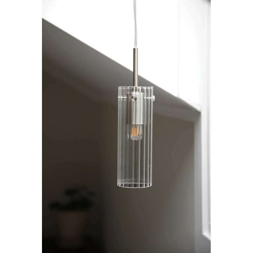 Markslöjd 109013 - Pendul pe cablu TIBIA 1xE14/40W/230V sticlă transparentă/alamă