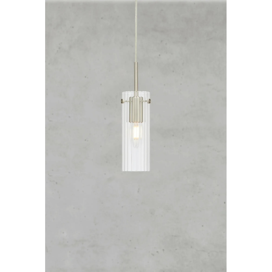 Markslöjd 109013 - Pendul pe cablu TIBIA 1xE14/40W/230V sticlă transparentă/alamă