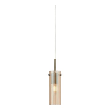 Markslöjd 109015 - Lustră pe cablu TIBIA 1xE14/40W/230V bej fumuriu/alamă
