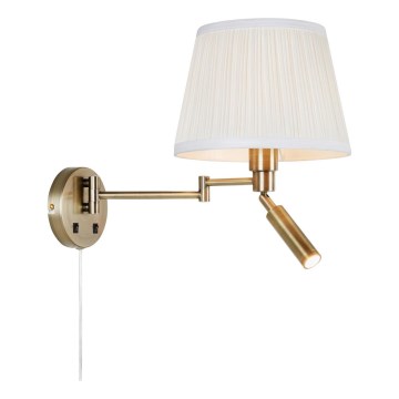 Markslöjd 109017 - Lampă de perete LED PIVOT, 1x E27/40W/230V + LED/4W, crem/alamă