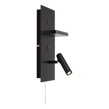 Markslöjd 109018 - Aplică spot de perete CARICA LED/4W/230V, cu poliță și port USB, neagră