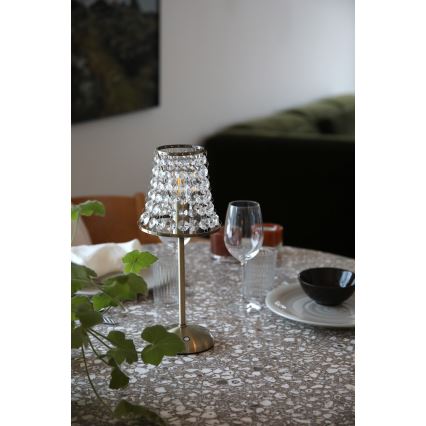 Markslöjd 109125 - Lampă de masă LED tactilă, reîncărcabilă și reglabilă LIORA 1xE14/2W/2000 mAh, alamă