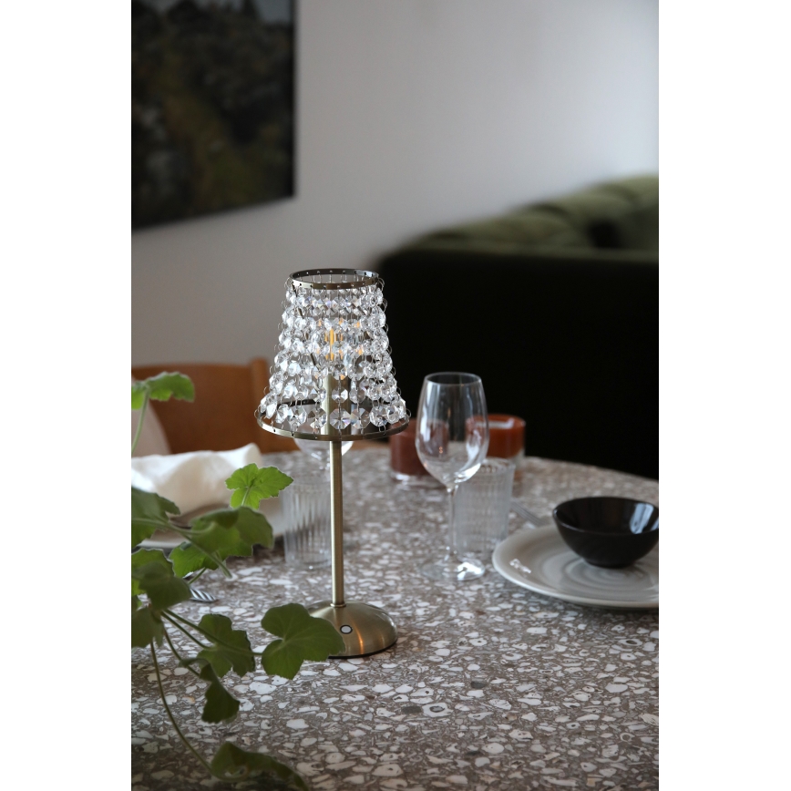 Markslöjd 109125 - Lampă de masă LED tactilă, reîncărcabilă și reglabilă LIORA 1xE14/2W/2000 mAh, alamă