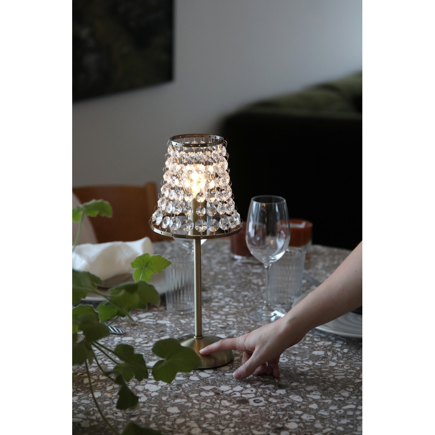 Markslöjd 109125 - Lampă de masă LED tactilă, reîncărcabilă și reglabilă LIORA 1xE14/2W/2000 mAh, alamă