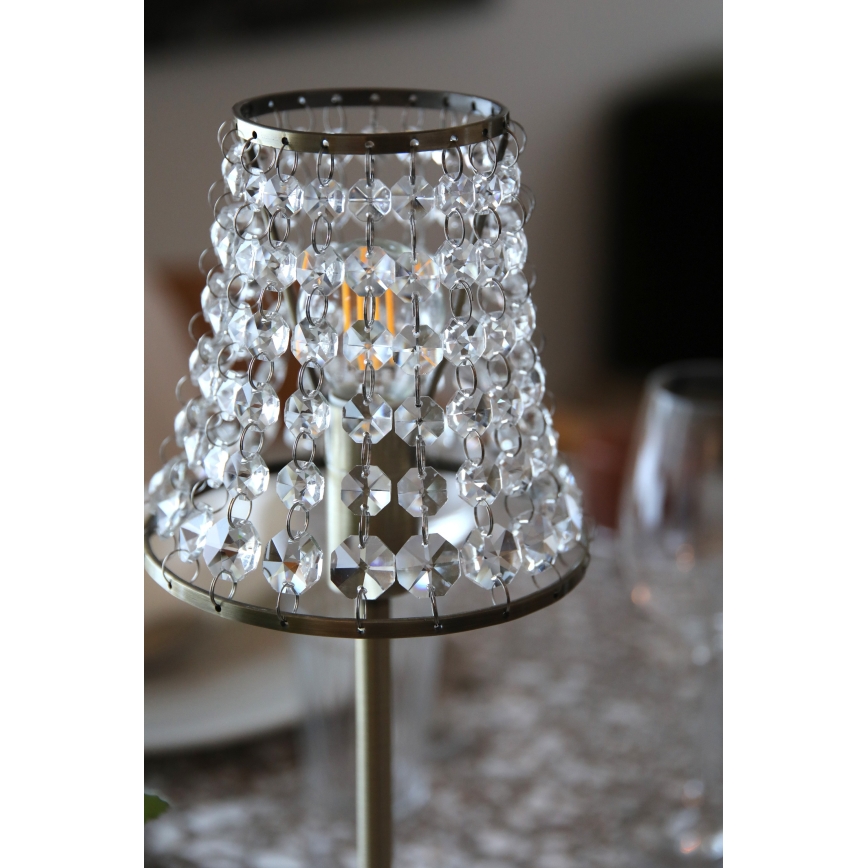 Markslöjd 109125 - Lampă de masă LED tactilă, reîncărcabilă și reglabilă LIORA 1xE14/2W/2000 mAh, alamă