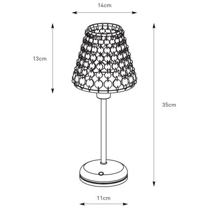 Markslöjd 109125 - Lampă de masă LED tactilă, reîncărcabilă și reglabilă LIORA 1xE14/2W/2000 mAh, alamă