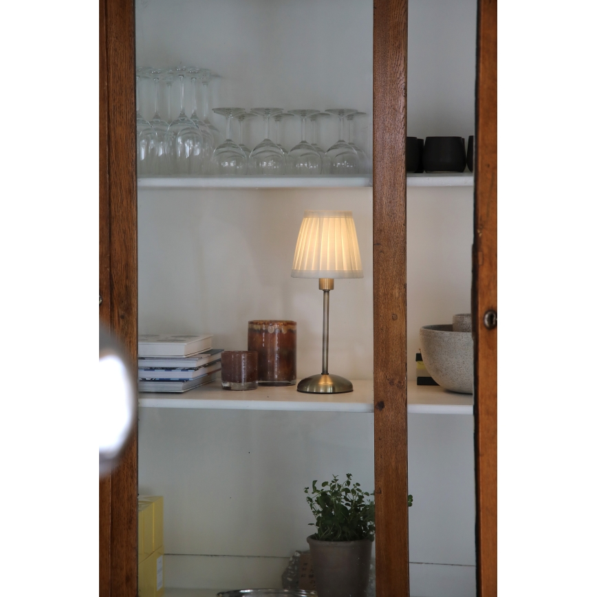 Markslöjd 109126 - Lampă de masă LED ANNO, tactilă, reîncărcabilă, cu reglare a intensității, 1xE14/2W/2000 mAh, alb/alamă