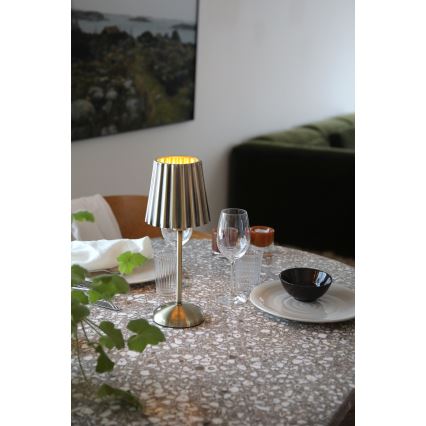 Markslöjd 109127 - Lampă de masă LED tactilă, reglabilă și reîncărcabilă CELIA 1xE14/2W/2000 mAh, finisaj din alamă