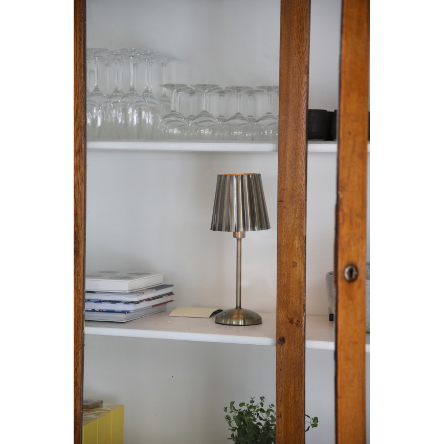 Markslöjd 109127 - Lampă de masă LED tactilă, reglabilă și reîncărcabilă CELIA 1xE14/2W/2000 mAh, finisaj din alamă