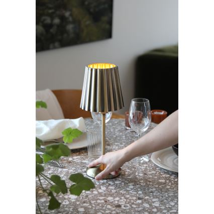 Markslöjd 109127 - Lampă de masă LED tactilă, reglabilă și reîncărcabilă CELIA 1xE14/2W/2000 mAh, finisaj din alamă