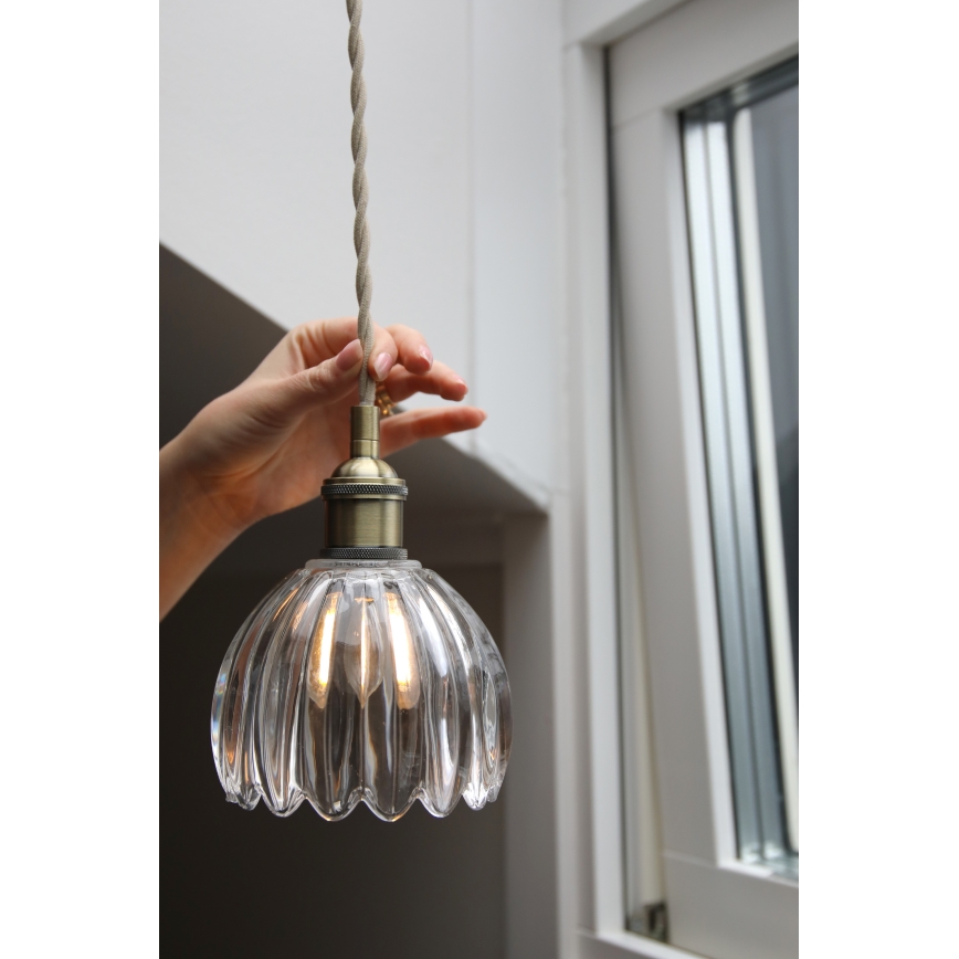 Markslöjd 109136 - Pendul pe cablu GOTA 1xE14/40W/230V Ø 13 cm alamă/sticlă transparentă