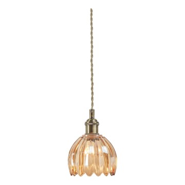 Markslöjd 109137 - Pendul pe cablu GOTA 1xE14/40W/230V Ø 13 cm bej fumuriu/alamă