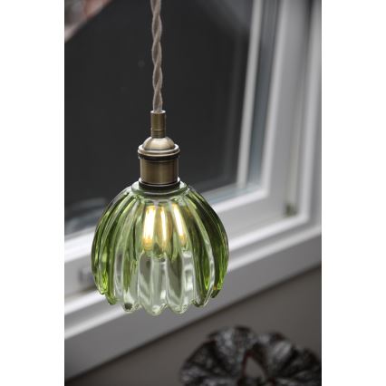 Pendul GOTA Markslöjd 109138, 1xE14/40W/230V, Ø 13 cm, verde fumuriu/alamă