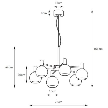 Markslöjd 109153 - Lustru suspendat pe cablu AMBRA 6xE14/40W/230V diam. 75 cm auriu/bej fumuriu