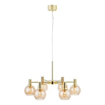 Markslöjd 109153 - Lustru suspendat pe cablu AMBRA 6xE14/40W/230V diam. 75 cm auriu/bej fumuriu