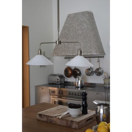 Markslöjd 109160 - Lustră VELA pe tijă, 2xE27/60W/230V, alb/alamă