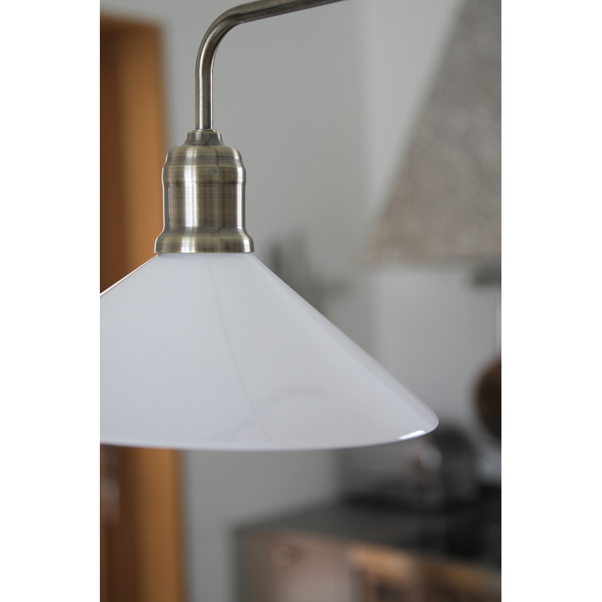 Markslöjd 109160 - Lustră VELA pe tijă, 2xE27/60W/230V, alb/alamă