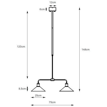 Markslöjd 109160 - Lustră VELA pe tijă, 2xE27/60W/230V, alb/alamă