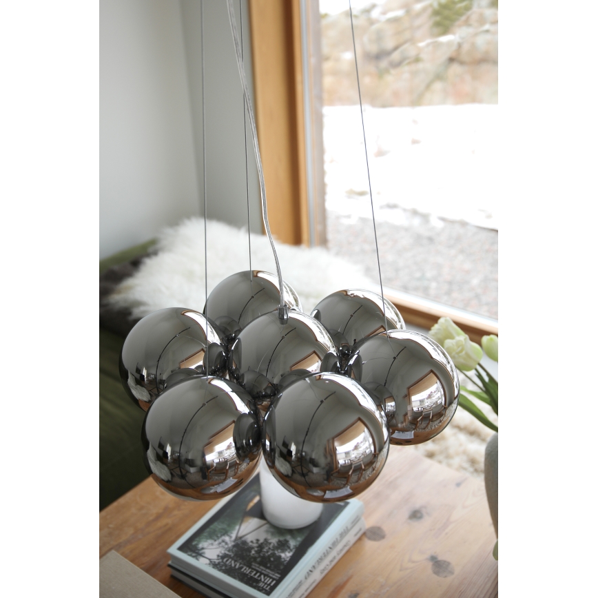 Markslöjd 109167 - Candelabru suspendat pe cablu CUPOLO 7xE14/40W/230V Ø 45 cm crom lucios
