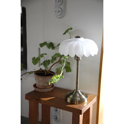 Markslöjd 109179 - Lampă de masă KURAGE 1xE27/60W/230V alamă/alb