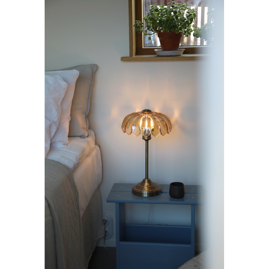 Markslöjd 109180 - Lampă de masă KURAGE 1xE27/60W/230V alamă/bej fumuriu