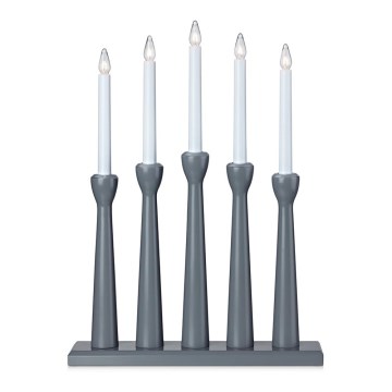 Markslöjd 704197 - Sfeșnic de crăciun MASESKÄR 5xE10/3W/230V gri
