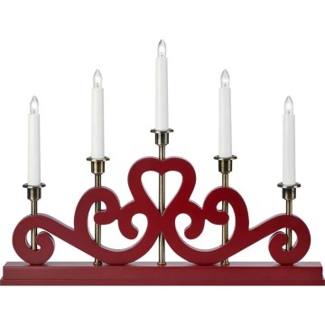 Markslöjd 706211 - Sfeșnic de Crăciun ENEBY 5xE10/3W/230V roșu/alamă