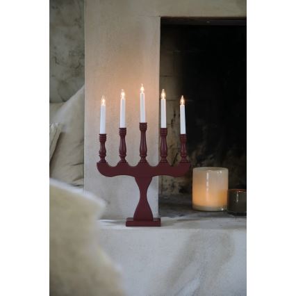 Markslöjd 706373 - Sfesnic de Crăciun SVANEHOLM, 5xE10/3W/230V, pin/roșu