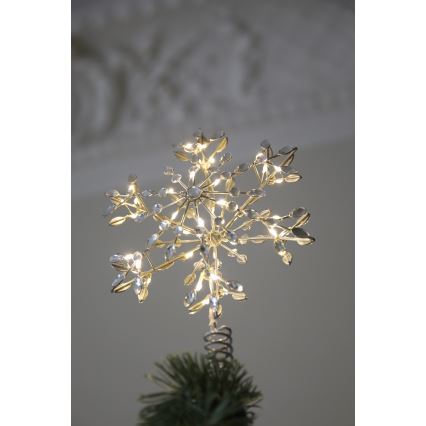 Markslöjd 706555 - LED Stea de Crăciun pentru vârful bradului GLINA LED/2,16W/2xAA argintie