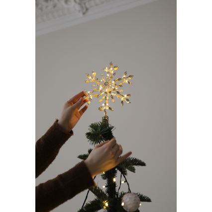 Markslöjd 706556 - Stea de Crăciun LED pentru vârful bradului GLINA LED/2,16W/2xAA aurie