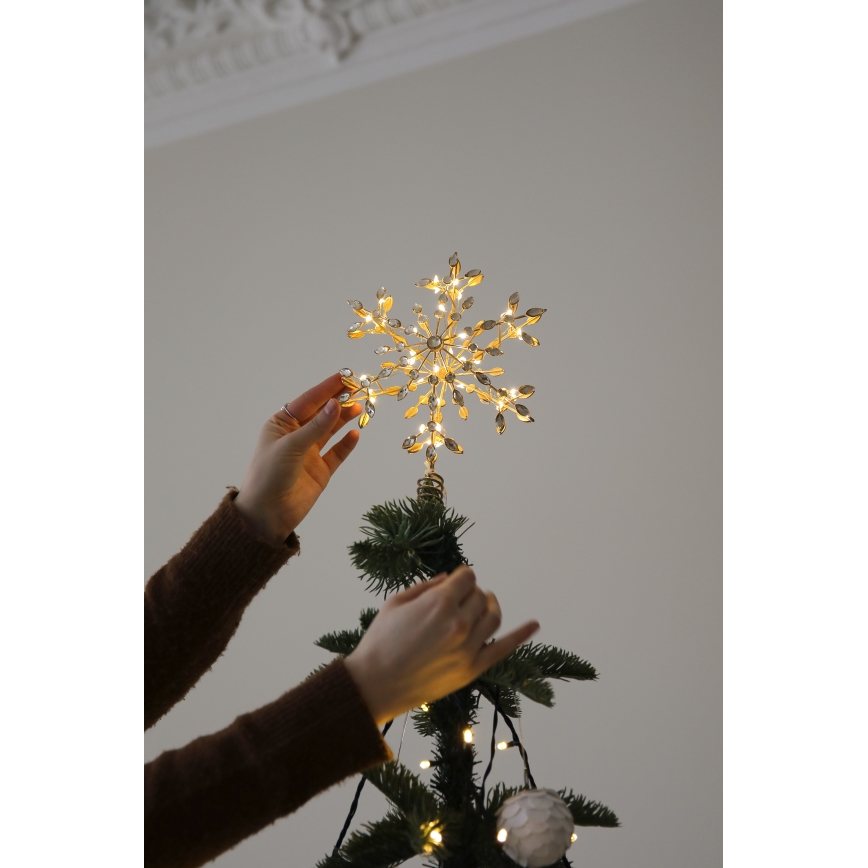 Markslöjd 706556 - Stea de Crăciun LED pentru vârful bradului GLINA LED/2,16W/2xAA aurie