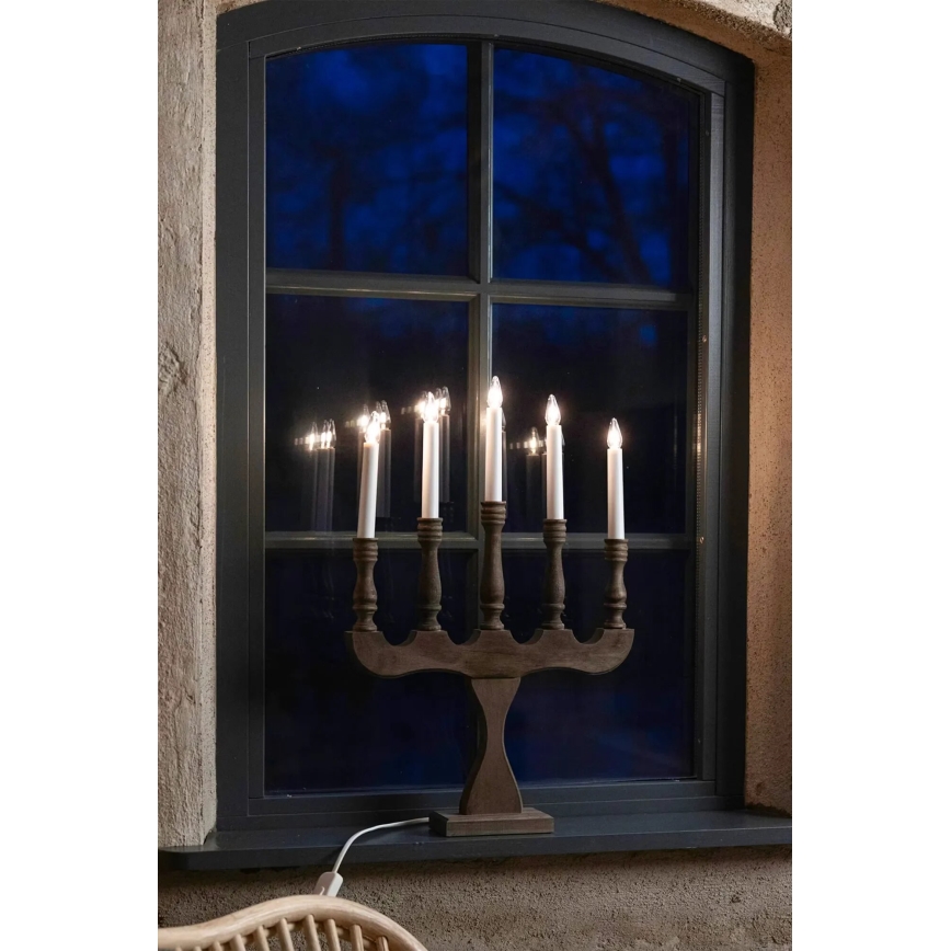 Markslöjd SVANEHOLM 706280 - Sfeșnic de Crăciun, 5xE10/3W/230V, pin/maro