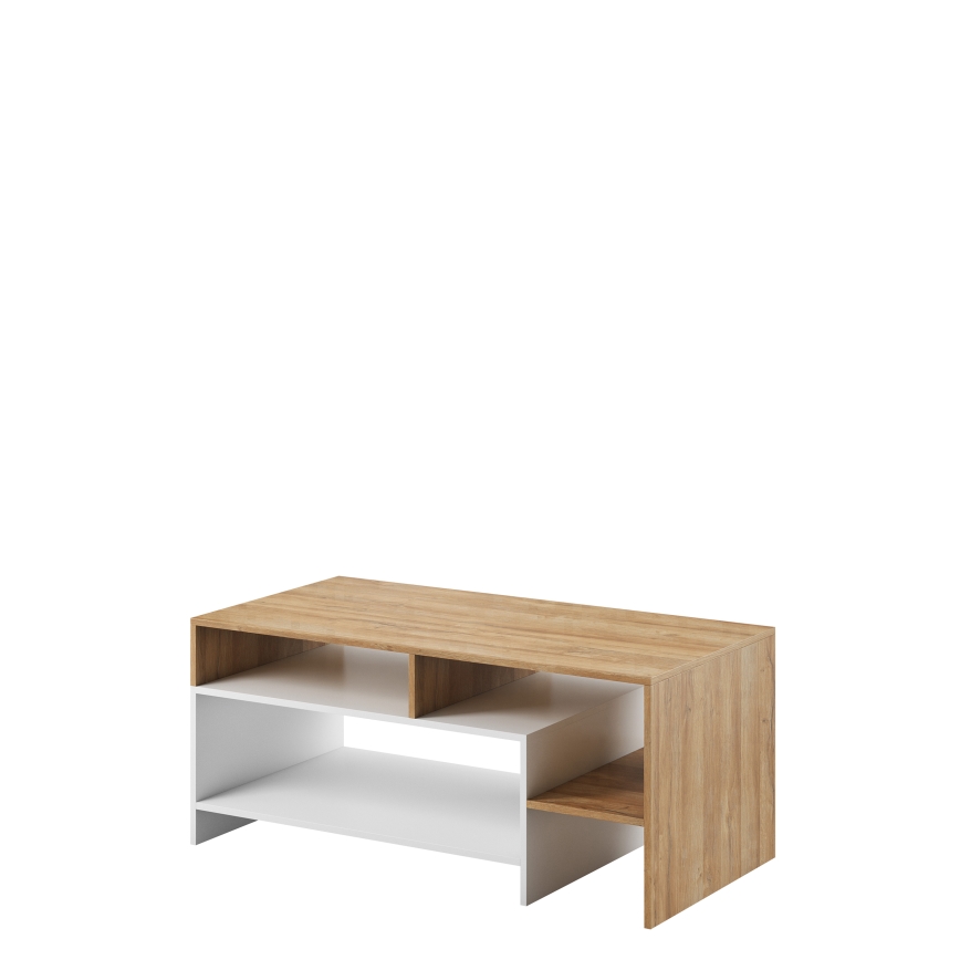 Masă de cafea ALVA, 120 x 53 cm, alb/stejar grande